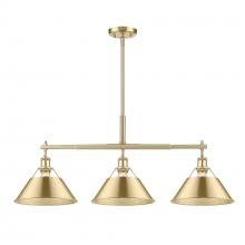 Golden 3306-LP BCB-BCB - Orwell BCB 3 Light Linear Pendant in Brushed Champagne Bronze with Brushed Champagne Bronze shades