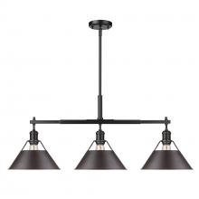 Golden 3306-LP BLK-RBZ - Orwell BLK 3 Light Linear Pendant in Matte Black with Rubbed Bronze shades