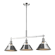 Golden 3306-LP CH-CH - Orwell CH 3 Light Linear Pendant in Chrome with Chrome shades