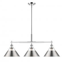 Golden 3306-LP CH-PW - Orwell CH 3 Light Linear Pendant in Chrome with Pewter shades