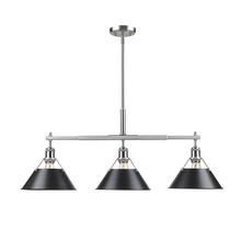 Golden 3306-LP PW-BLK - Orwell PW 3 Light Linear Pendant in Pewter with Matte Black shades