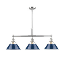 Golden 3306-LP PW-NVY - Orwell PW 3 Light Linear Pendant in Pewter with Matte Navy shades