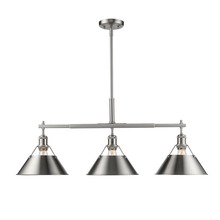 Golden 3306-LP PW-PW - Orwell PW 3 Light Linear Pendant in Pewter with Pewter shades