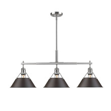 Golden 3306-LP PW-RBZ - Orwell PW 3 Light Linear Pendant in Pewter with Rubbed Bronze shades