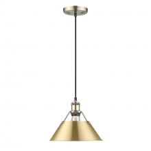 Golden 3306-M AB-BCB - Orwell AB Medium Pendant - 10" in Aged Brass with Brushed Champagne Bronze shade