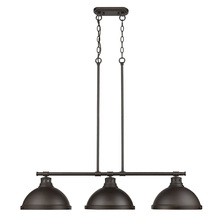 Golden 3602-3LP RBZ-RBZ - Duncan 3 Light Linear Pendant in Rubbed Bronze with Rubbed Bronze Shades