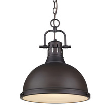 Golden 3602-L RBZ-RBZ - Duncan 1 Light Pendant with Chain in Rubbed Bronze with a Rubbed Bronze Shade
