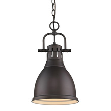Golden 3602-S RBZ-RBZ - Duncan Small Pendant with Chain in Rubbed Bronze with a Rubbed Bronze Shade