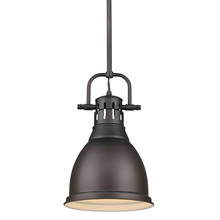 Golden 3604-S RBZ-RBZ - Duncan Small Pendant with Rod in Rubbed Bronze with a Rubbed Bronze Shade