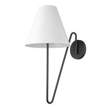 Golden 3690-A1W NB-IL - Kennedy 1 Light Articulating Wall Sconce in Natural Black with Ivory Linen Shade