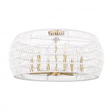 Golden 6808-6SF MBG-WR - Ellie 4 Light Semi-Flush in Modern Brushed Gold with Bleached White Raphia Rope Shade