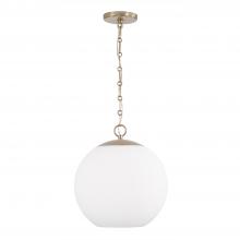 Capital 355812MA-552 - 1-Light Globe Pendant in Matte Brass with Soft White Glass and Alternating Loop Designer Chain