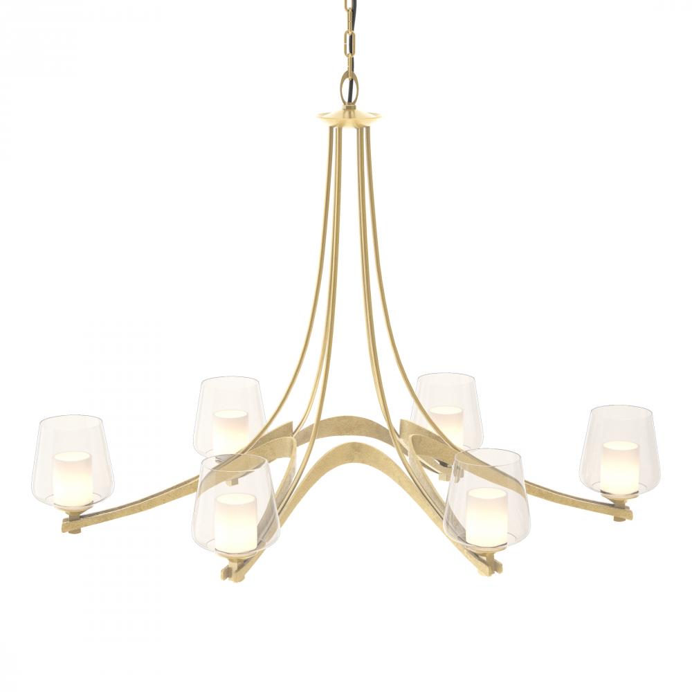 Oval Ribbon 6 Arm Chandelier