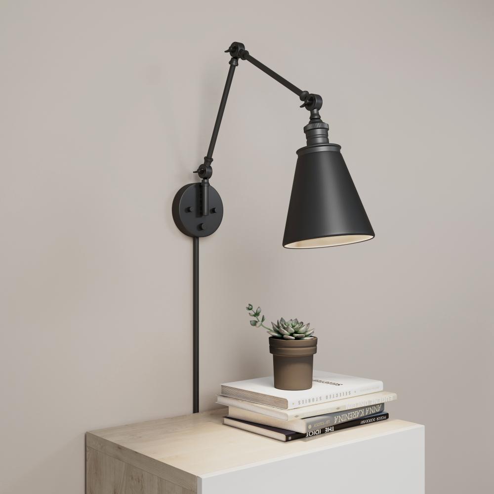 Evonne 1-Light Swing Arm Sconce Light Matte Black