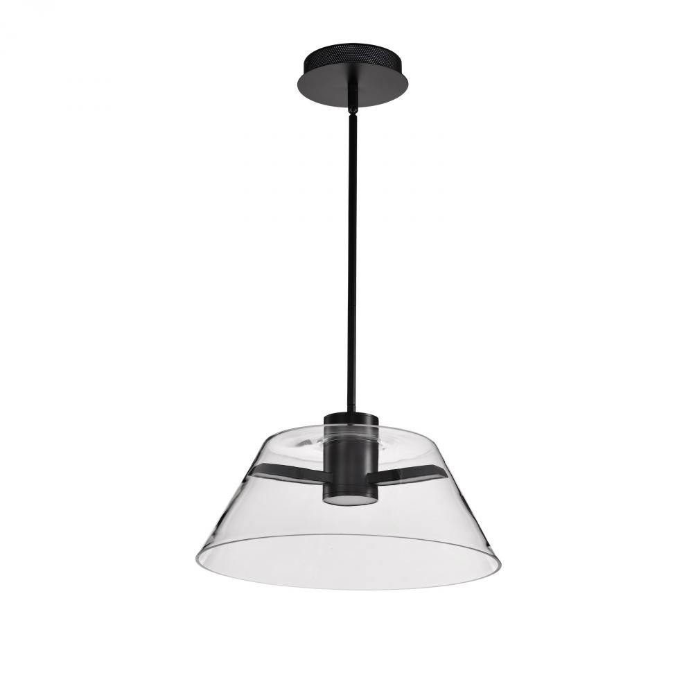 Edmond; 17 Inch LED Pendant; Matte Black with Clear Glass