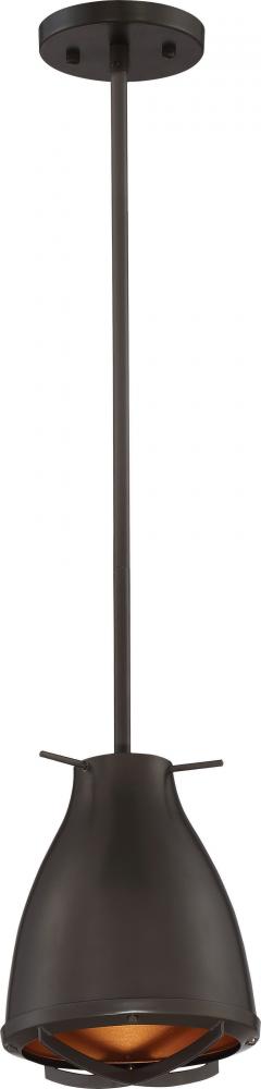 Thrust - Small LED Pendant; Dark Bronze / Copper Accent Finish