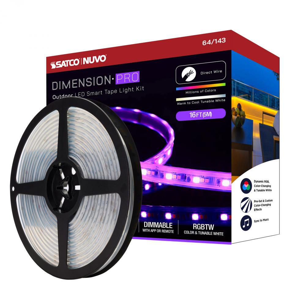 Dimension Pro; Tape light strip; 16 ft.; Hi-Output; RGB plus Tunable White; J-Box connection; IP65;