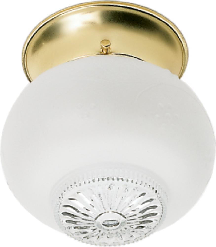 1 Light - 6" Flush Clear Bottom Glass - Polished Brass Finish