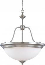 Nuvo 60/1808 - 4-Light Large Hanging Pendant Light Fixture in Brush Nickel Finish and White Satin Glass