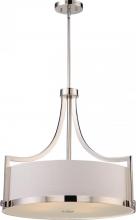 Nuvo 60/5881 - Meadow - 4 Light Pendant with White Fabric Shade - Polished Nickel Finish