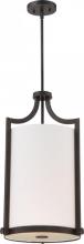 Nuvo 60/5887 - Meadow - 3 Light Foyer with White Fabric Shade - Russet Bronze Finish