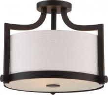 Nuvo 60/5888 - Meadow - 3 Light Semi Flush with White Fabric Shade - Russet Bronze Finish
