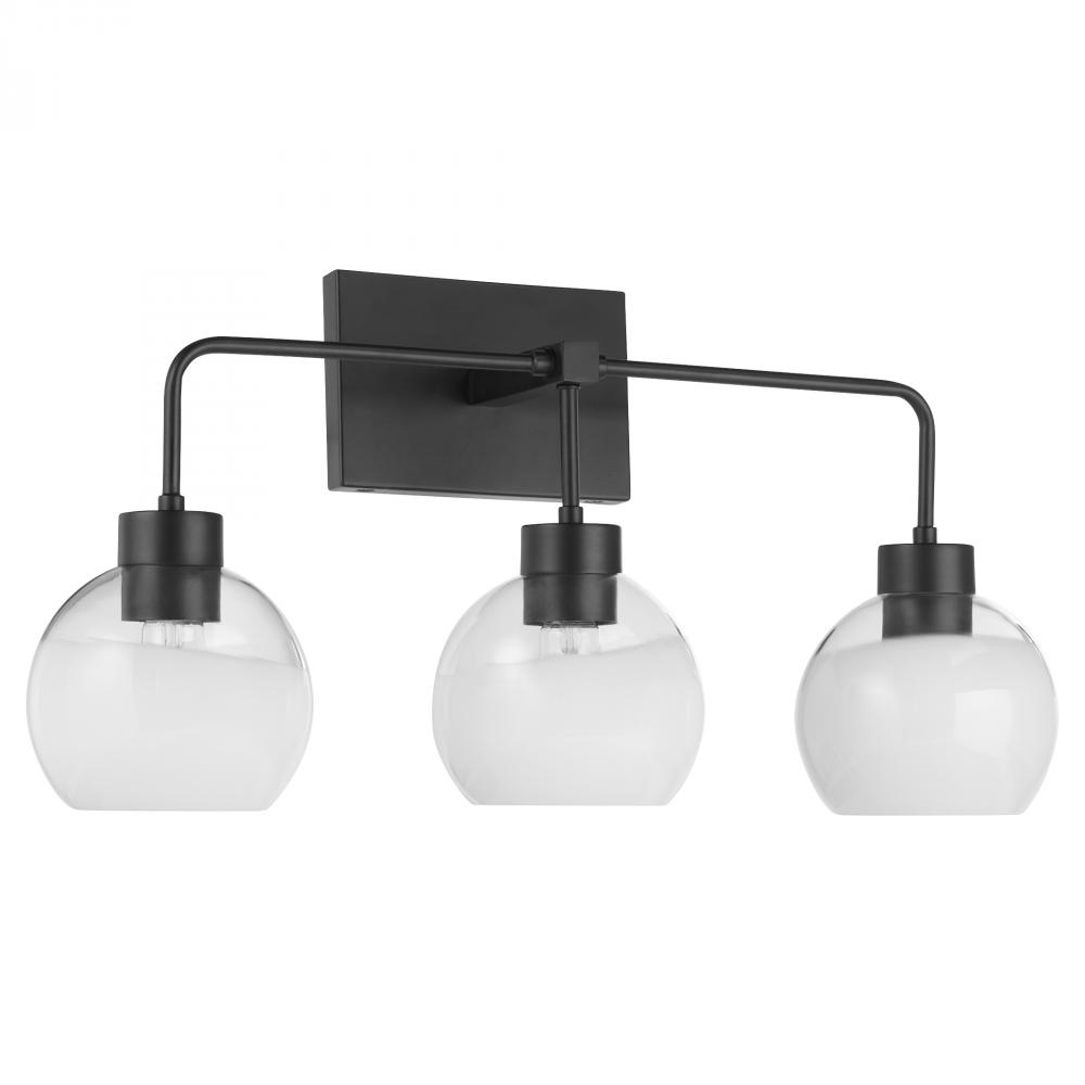 Lacy 3 Light with Layered White Glass, Matte Black