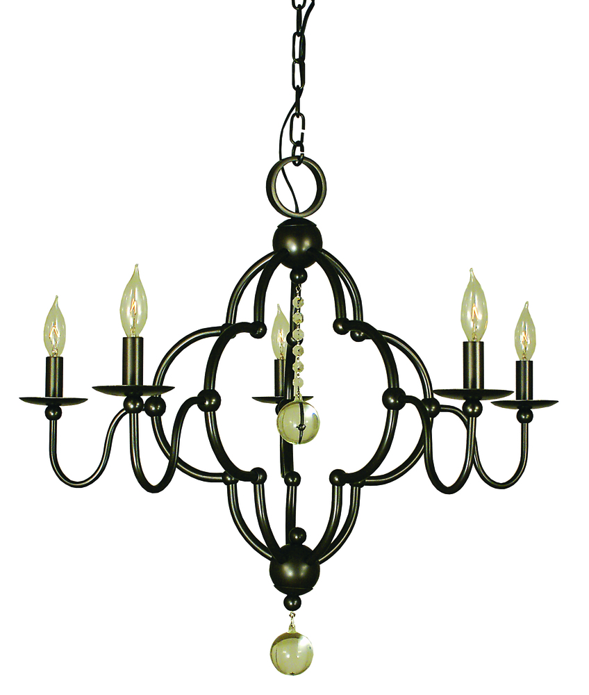 5-Light Antique Brass Quatrefoil Dining Chandelier