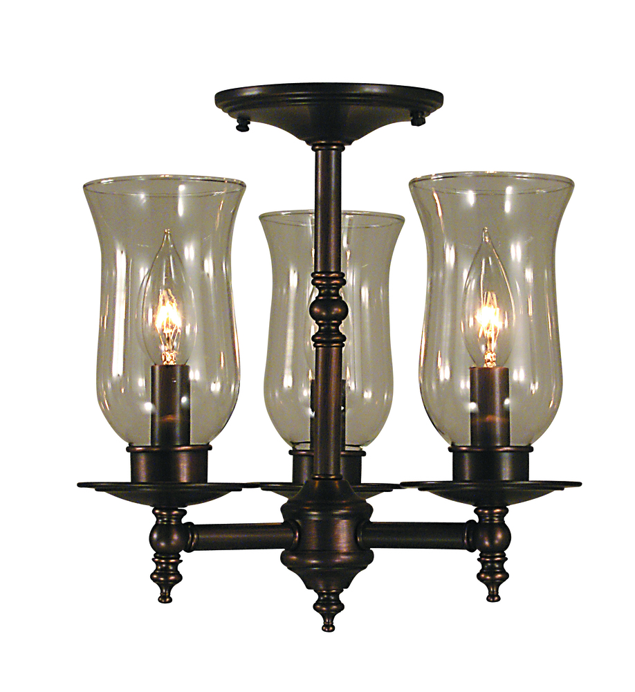 3-Light Siena Bronze Sheraton Flush / Semi-Flush Mount