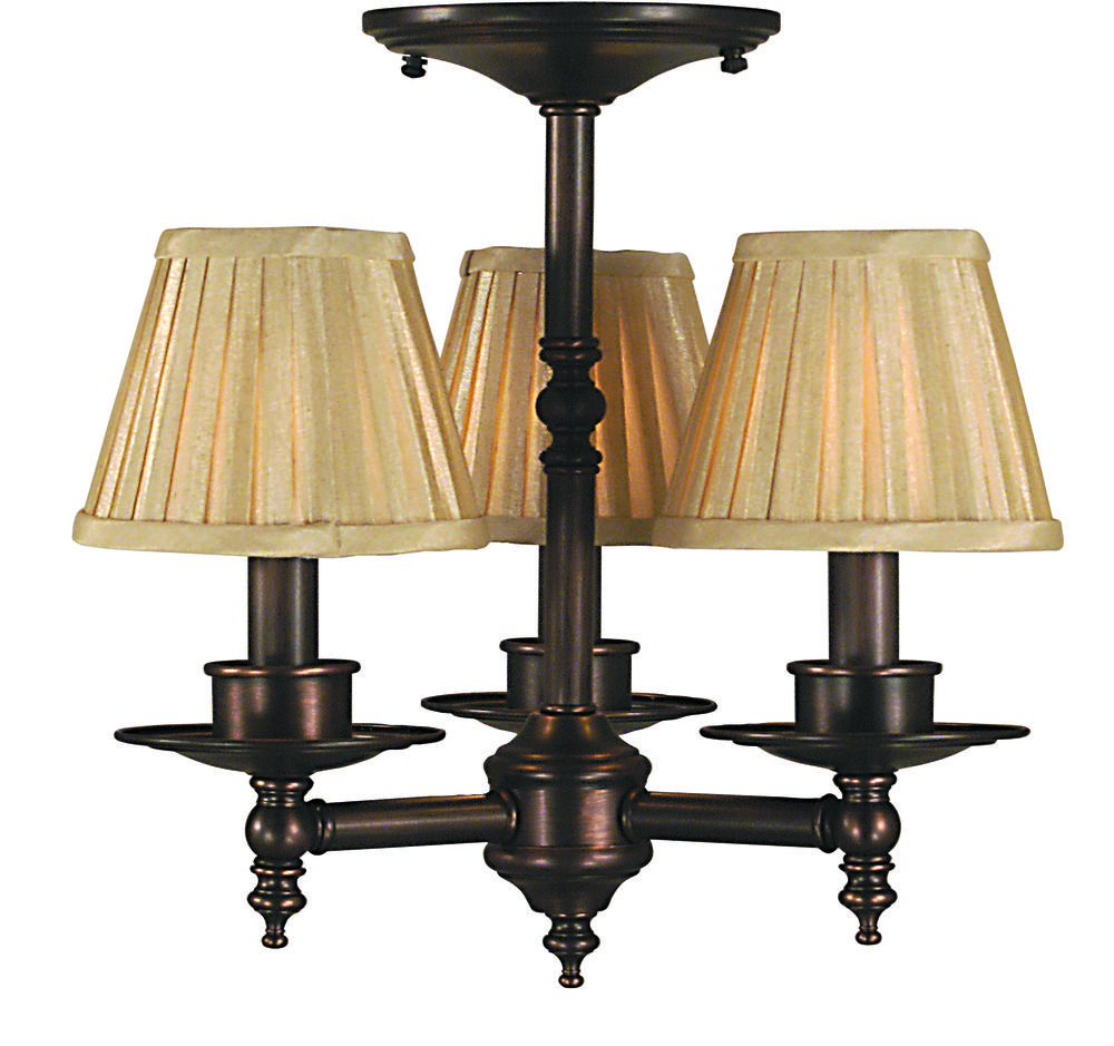 3-Light Mahogany Bronze Sheraton Flush / Semi-Flush Mount