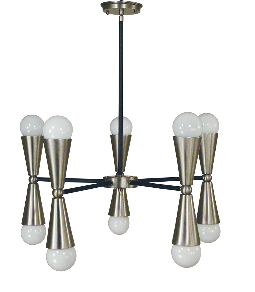 10-Light Satin Brass/Matte Black Equinox Chandelier