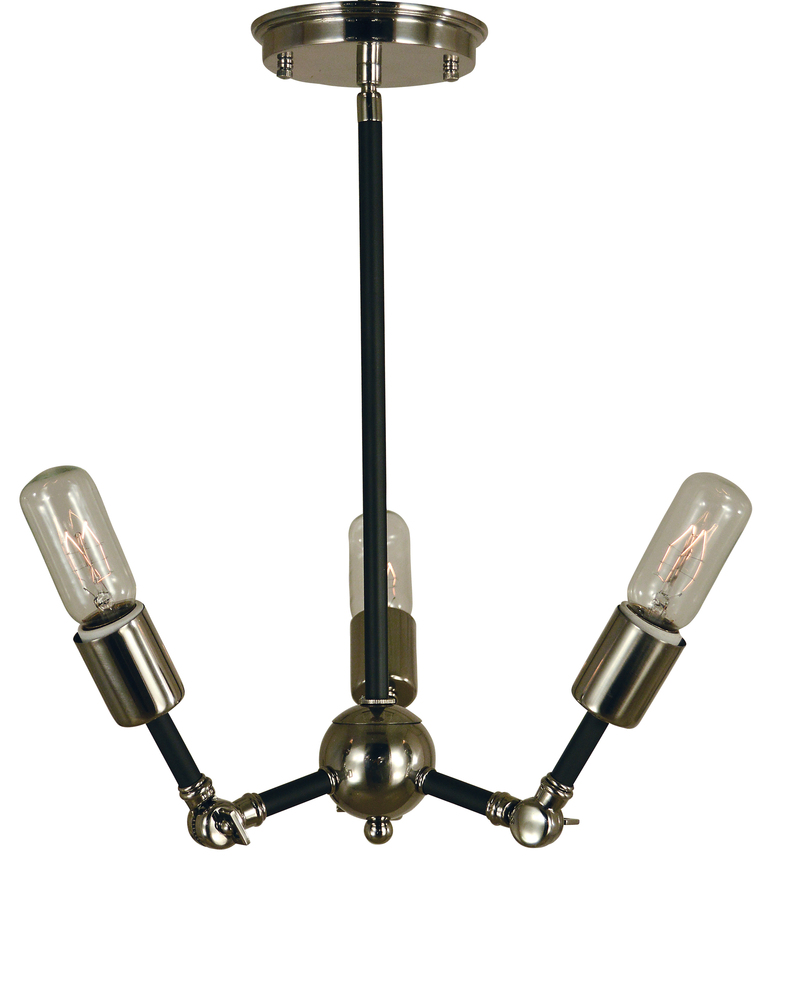 3-Light Polished Nickel/Matte Black Felix Chandelier