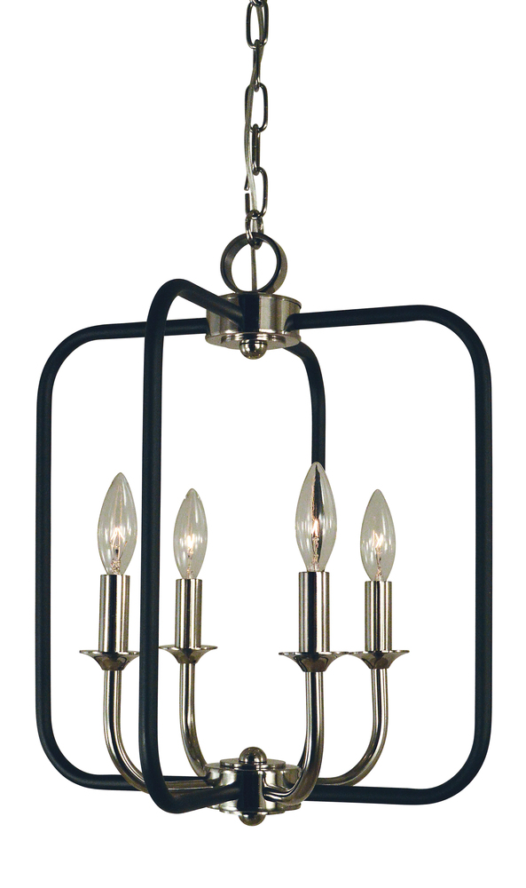 4-Light Polished Nickel/Matte Black Boulevard Chandelier