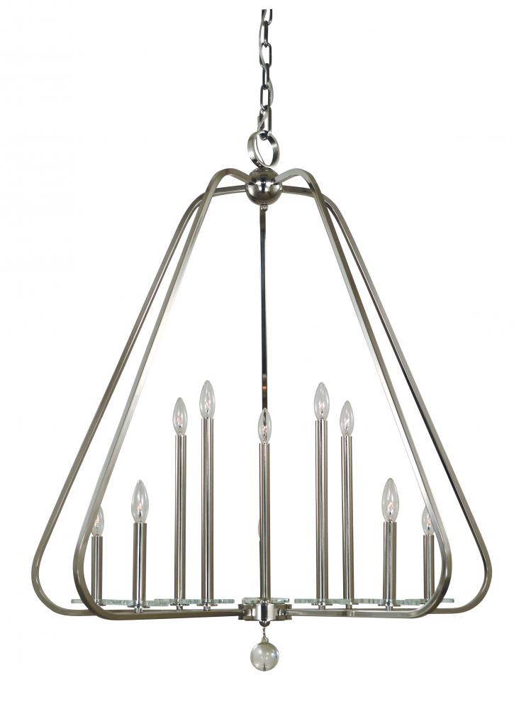 10-Light Matte Black Triangulum Foyer Chandelier