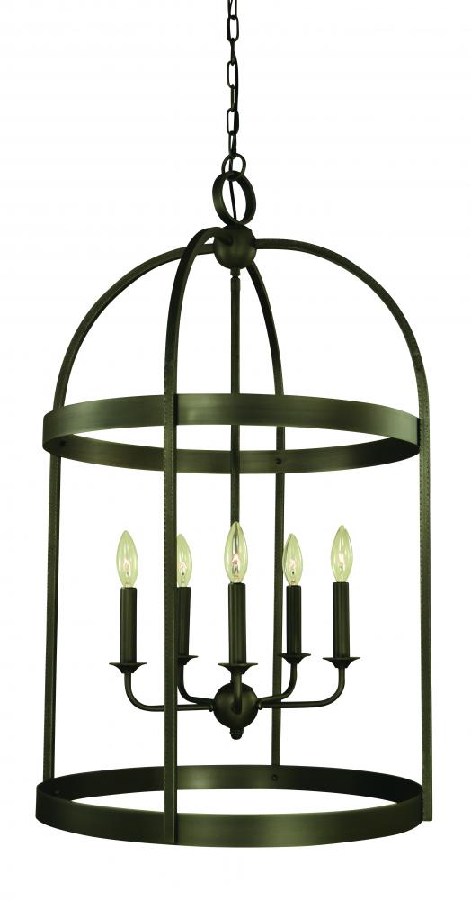 5-Light Satin Pewter Heidelberg Foyer Chandelier