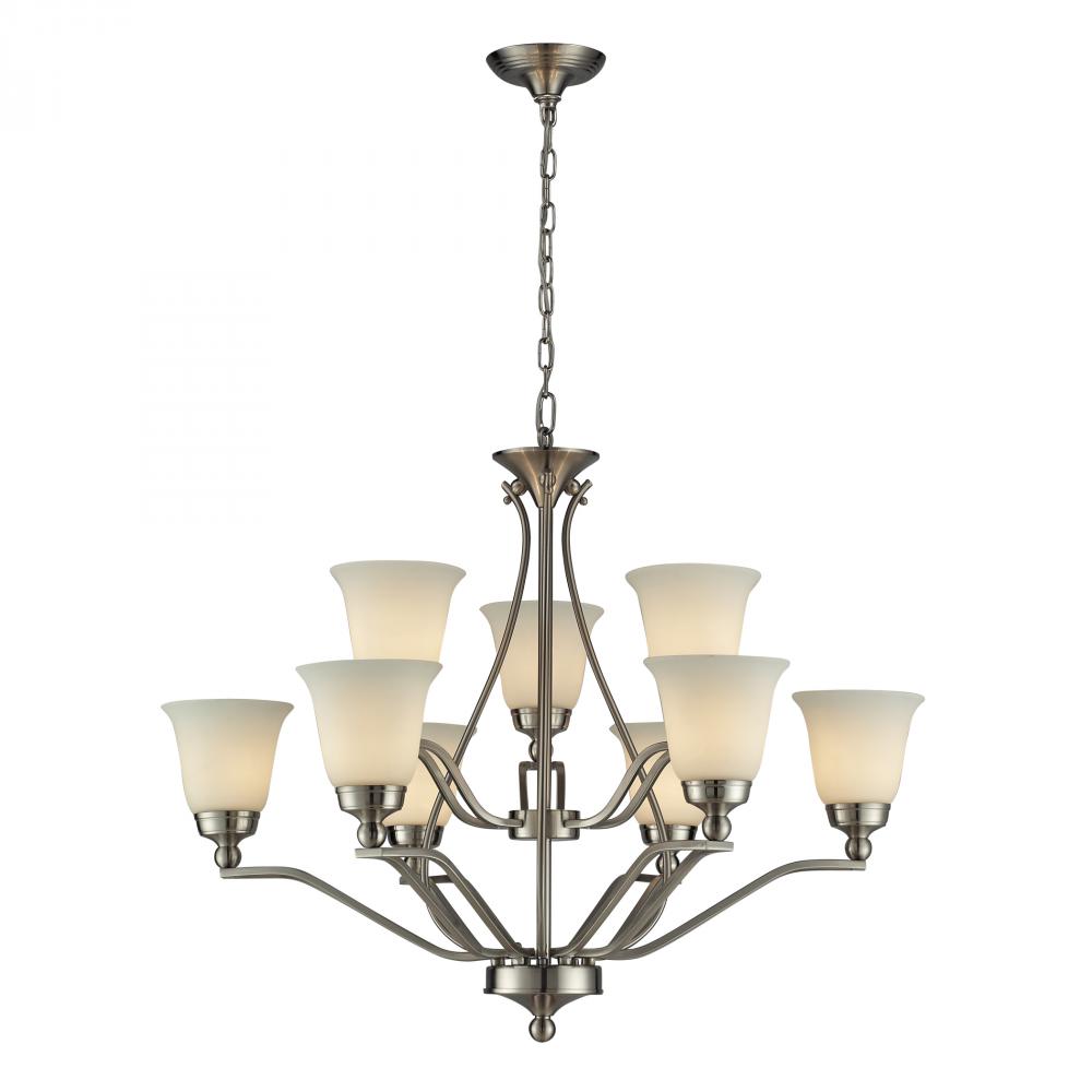 Nine Light Brushed Nickel Up Chandelier