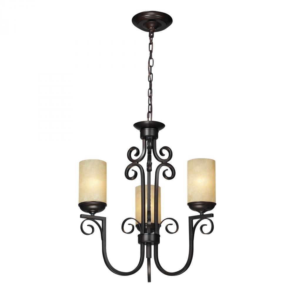 3 light chandelier in Aged Bronze