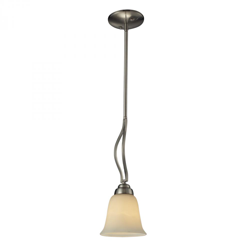 One Light Brushed Nickel Down Mini Pendant