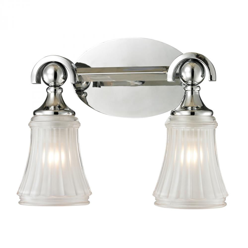 Jayden 2 Light Vanity In Polished Chrome And Fro