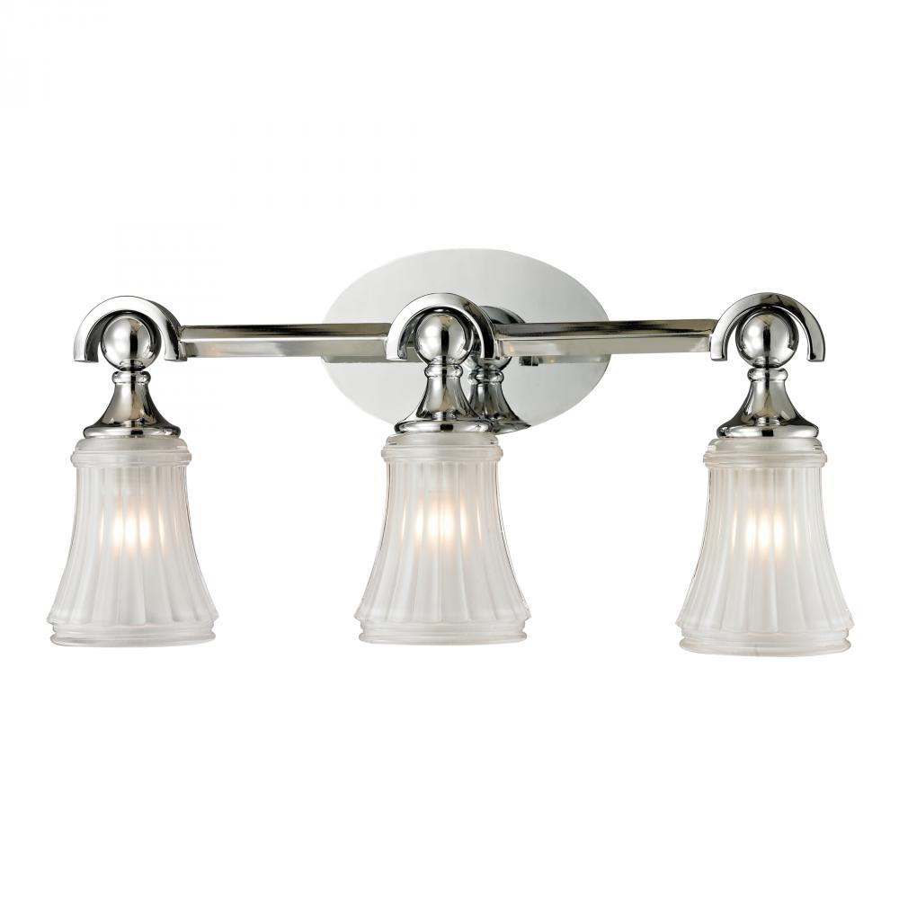 Jayden 3 Light Vanity In Polished Chrome And Fro