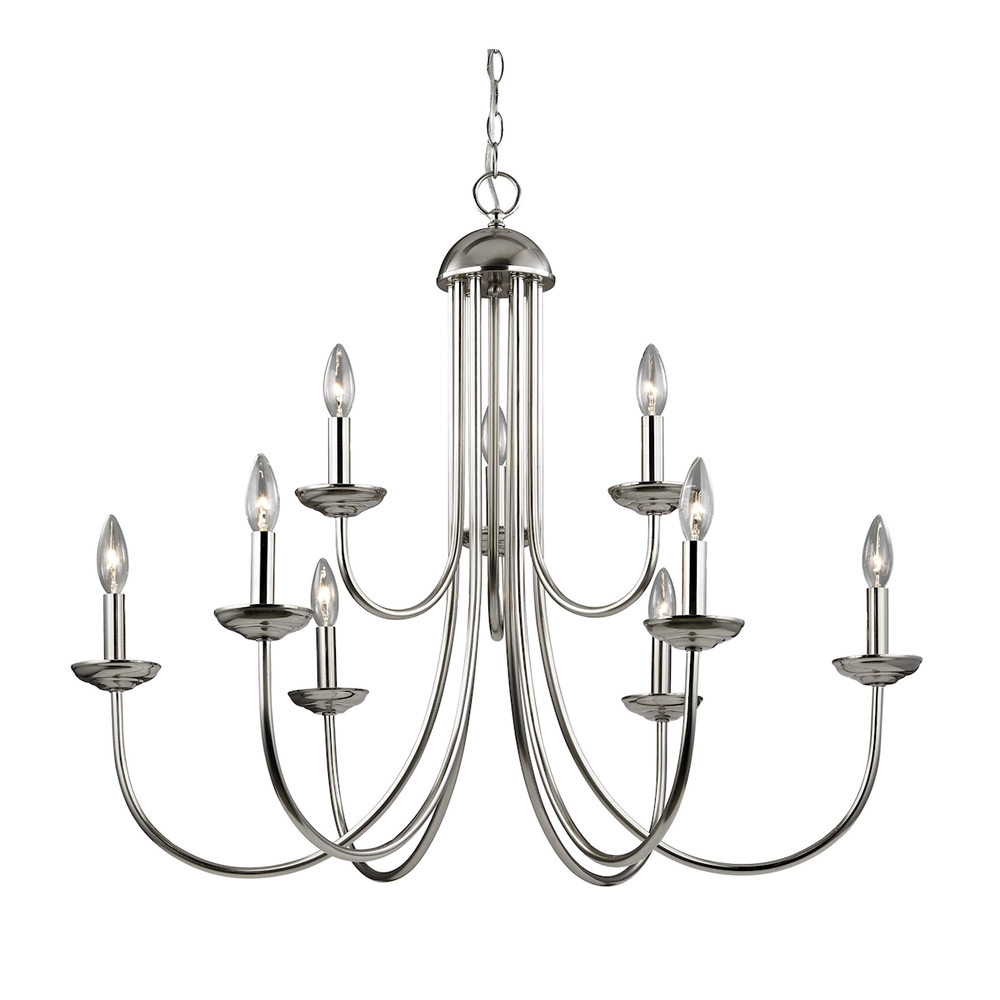 Thomas - Williamsport 34'' Wide 9-Light Chandelier - Brushed Nickel