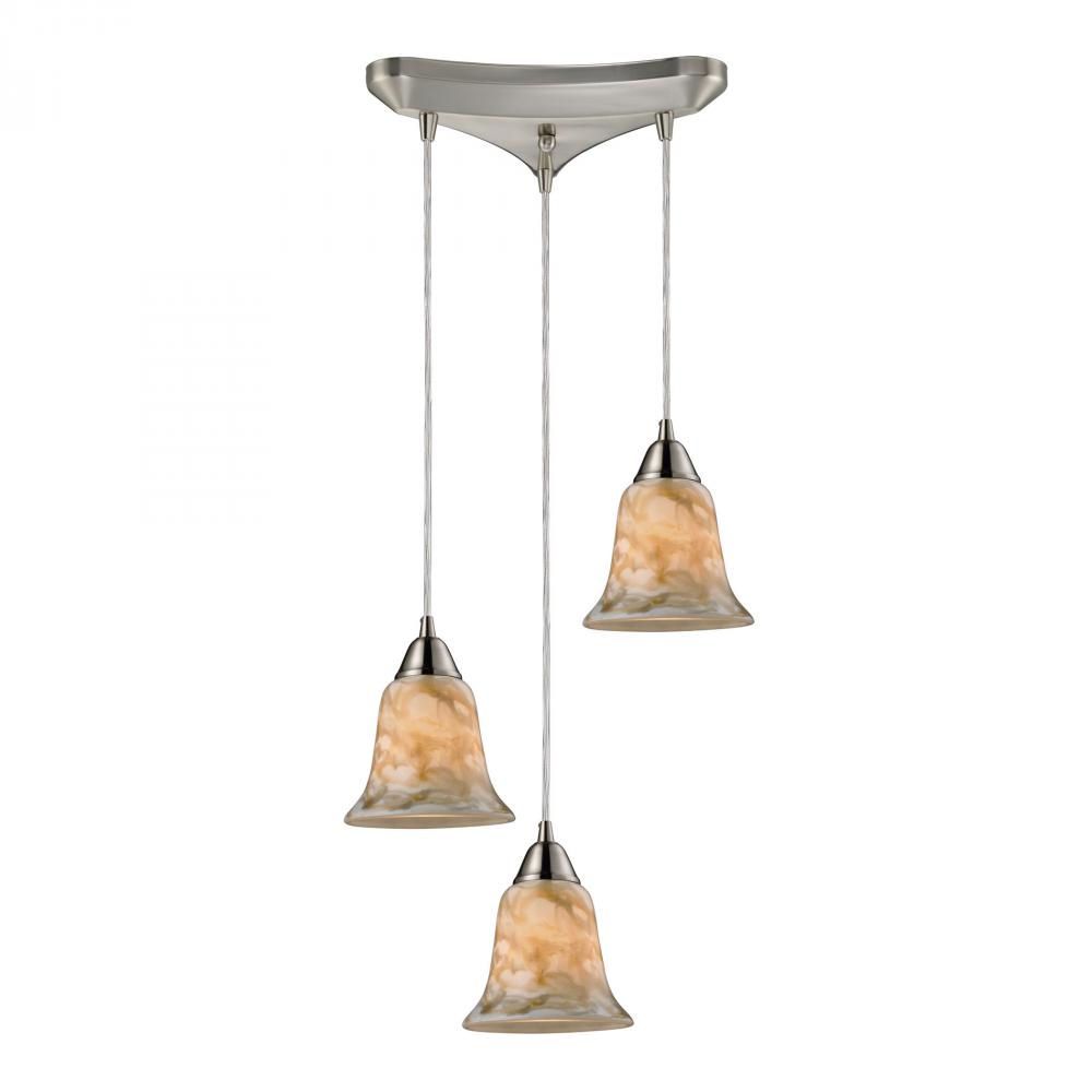 Confections 3 Light Pendant In Satin Nickel And