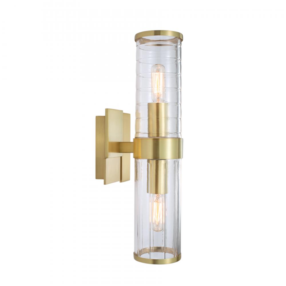 Stripe 15.25'' High 2-Light Sconce - Satin Brass