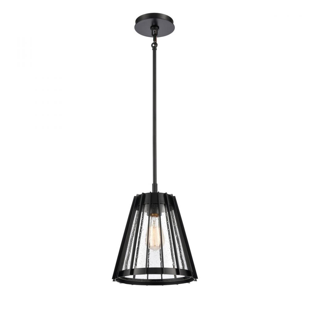 Open Louvers 10'' Wide 1-Light Pendant - Matte Black