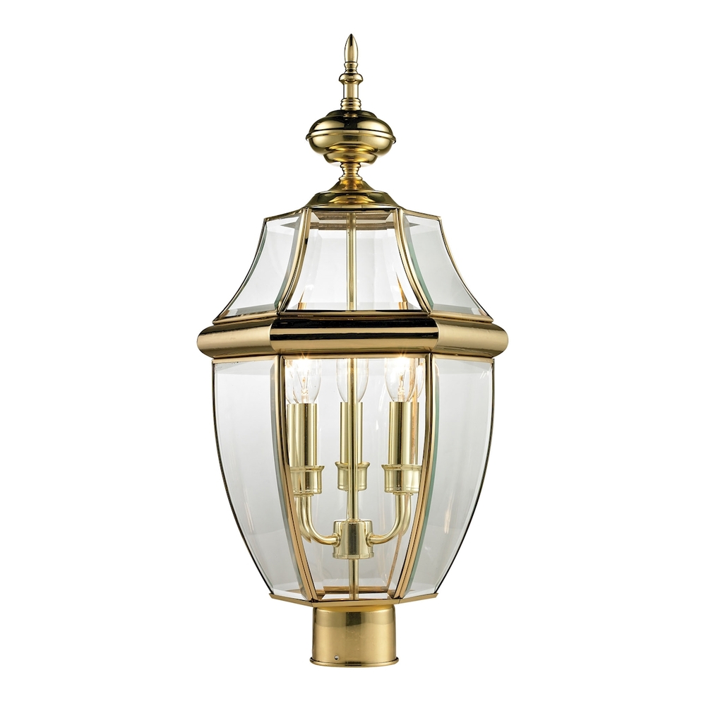 Thomas - Ashford 3-Light Post Mount Lantern in Antique Brass - Large
